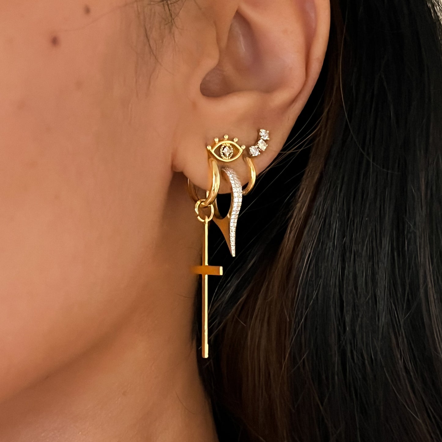 Aryna Evil Eye Single Stud Earring with Diamond Accent