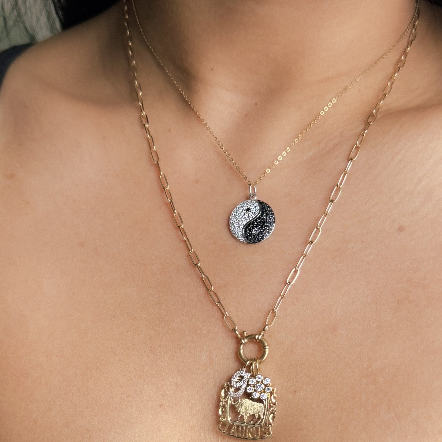 Yin Yang Bling Diamond and Gold Charm