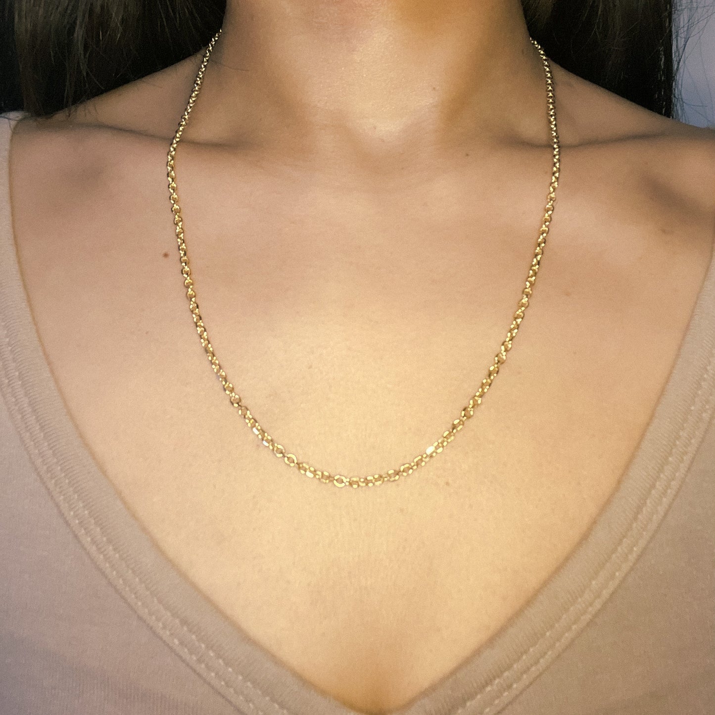 Diamond Cut Baby Rolo Chain Necklace