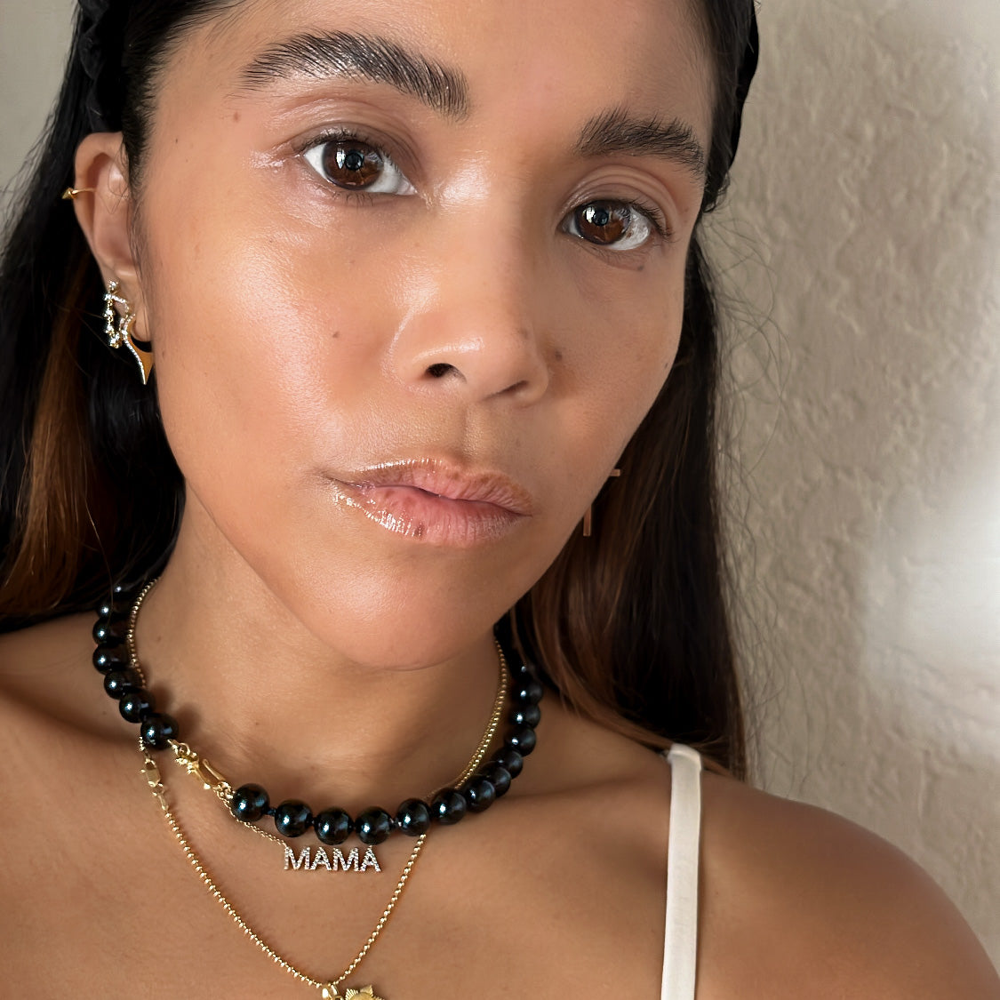 Simone Noir Beaded Agate Necklace