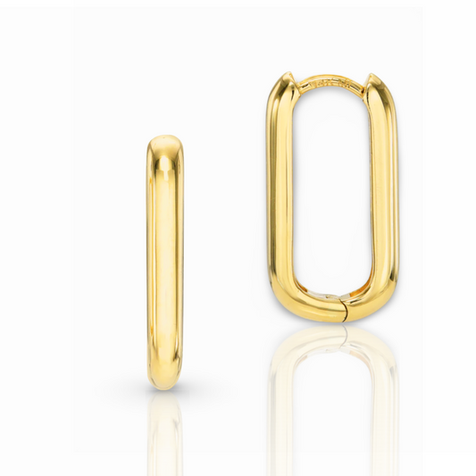 Joanie Gold Elongated Rectangle Huggie Hoops