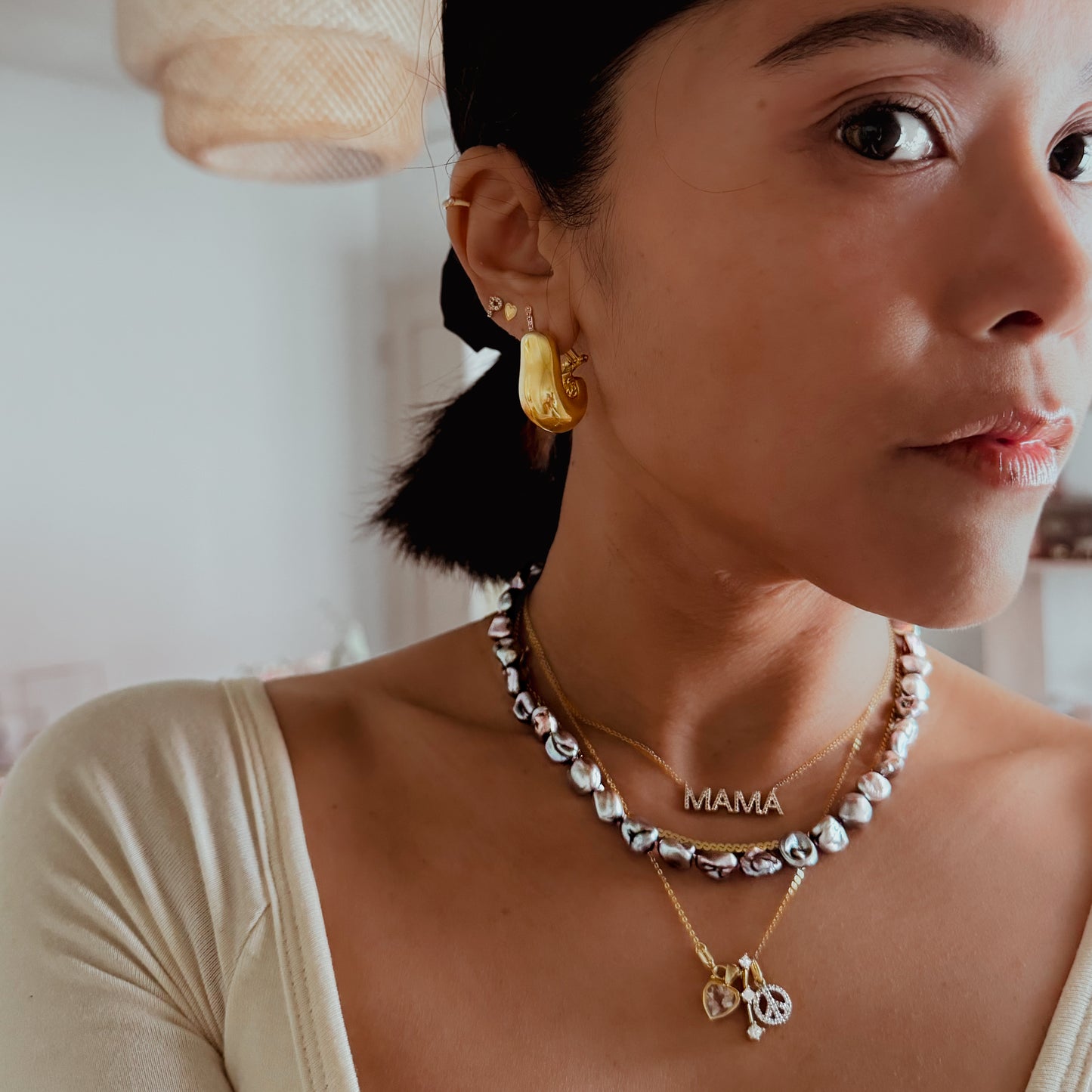 Jay Drop Gold Hinge Back Earrings