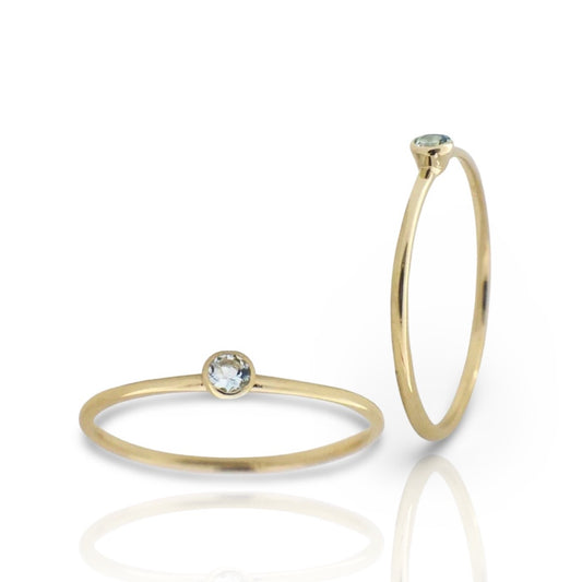 Bianca Gold Stackable Solitaire Aquamarine Ring