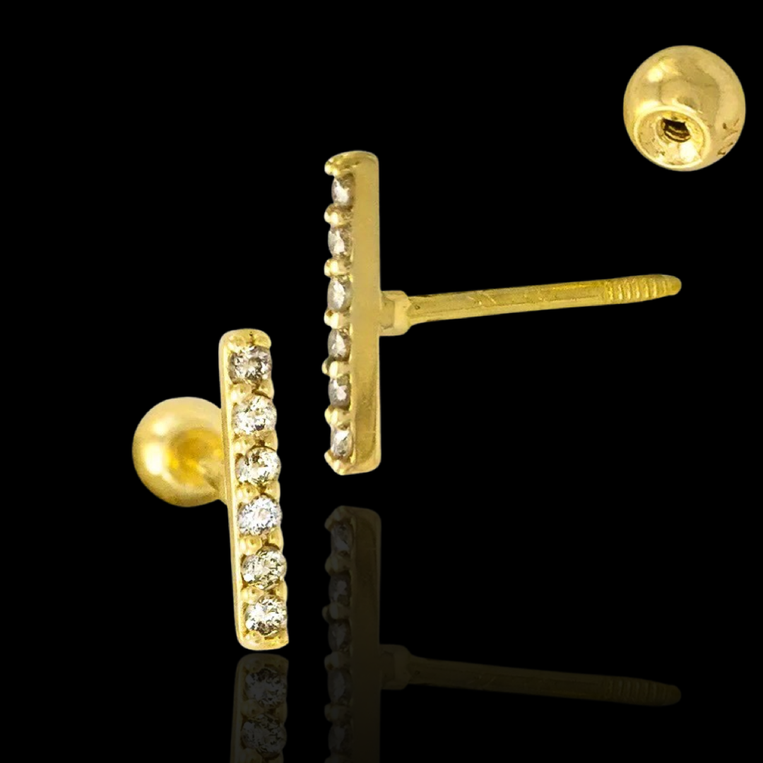 Mina Gold and Diamond Bar Straight Barbell Earring