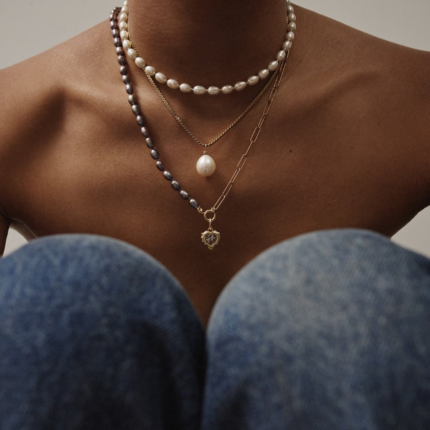 Mamacita Grey Pearl Beaded Necklace