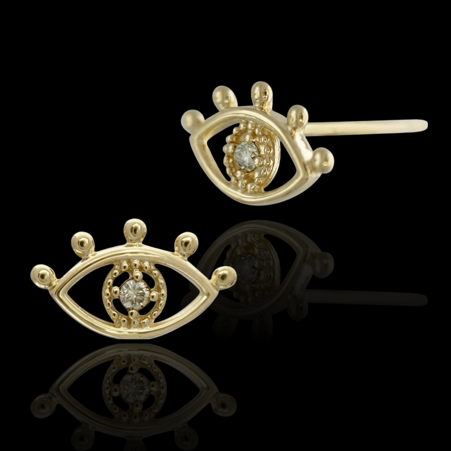 Aryna Evil Eye Single Stud Earring with Diamond Accent