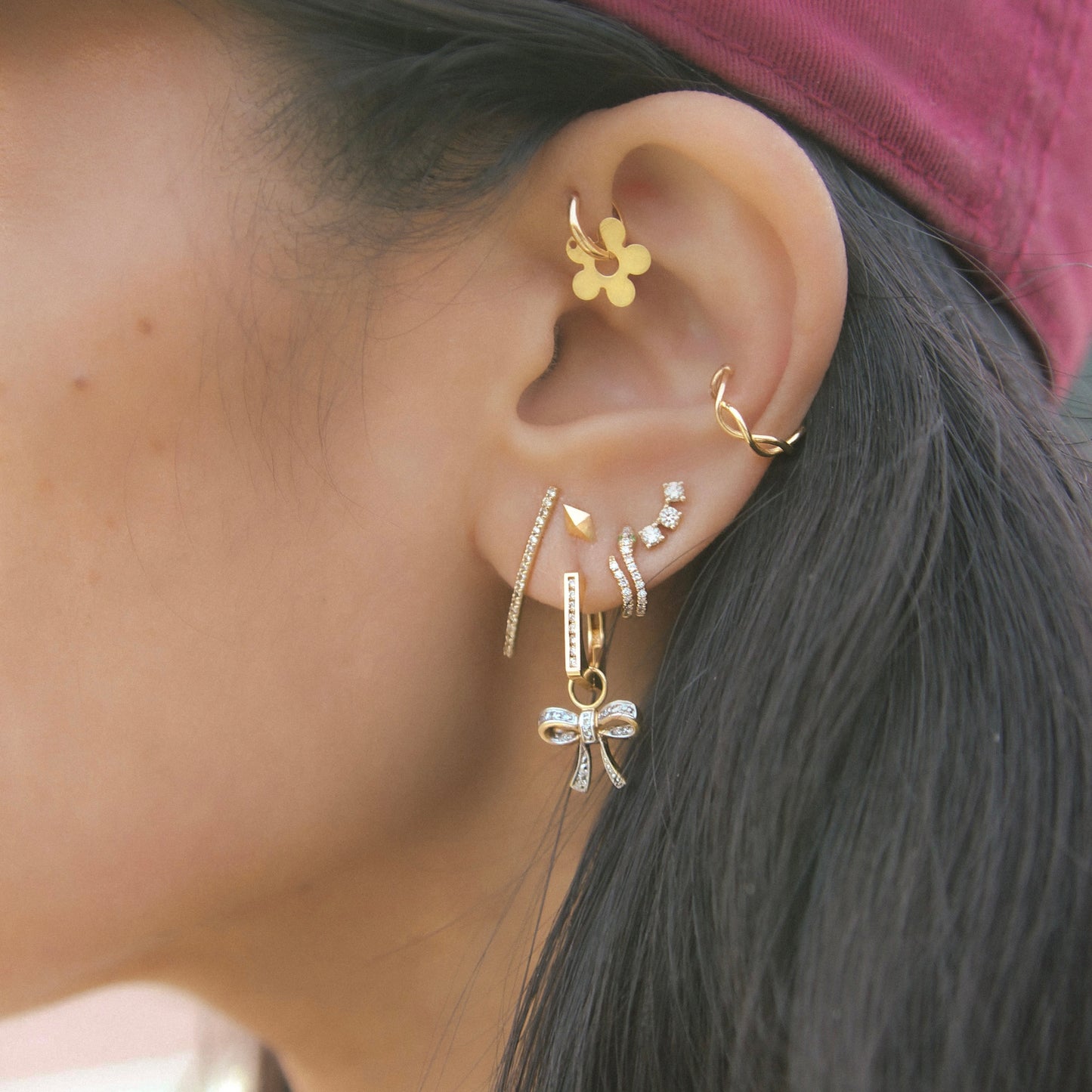 Second Serve Pave Diamond Square Huggie Earring