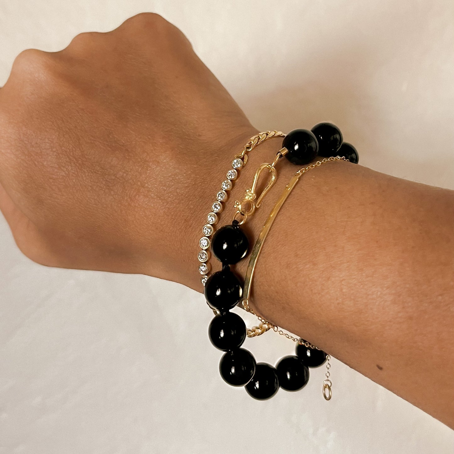 Simone Noir Beaded Agate Bracelet