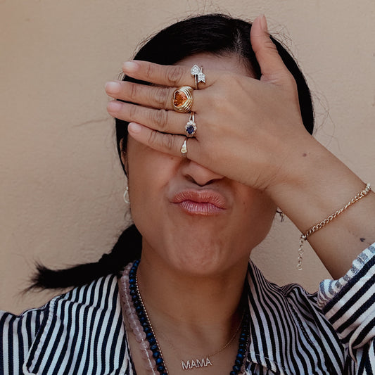 Amanda Vintage Citrine Heart 18K Fluted Gold Ring