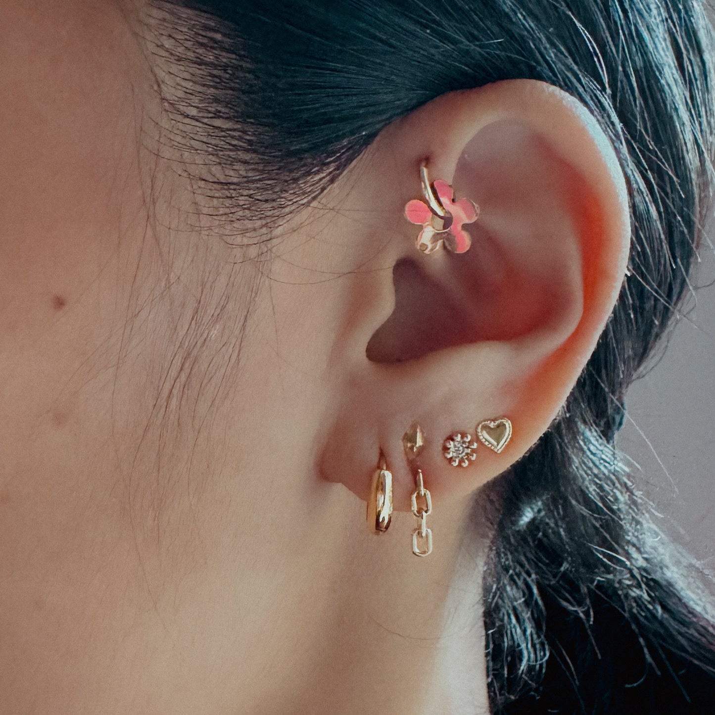 Corazoncito Gold Heart Earring Studs