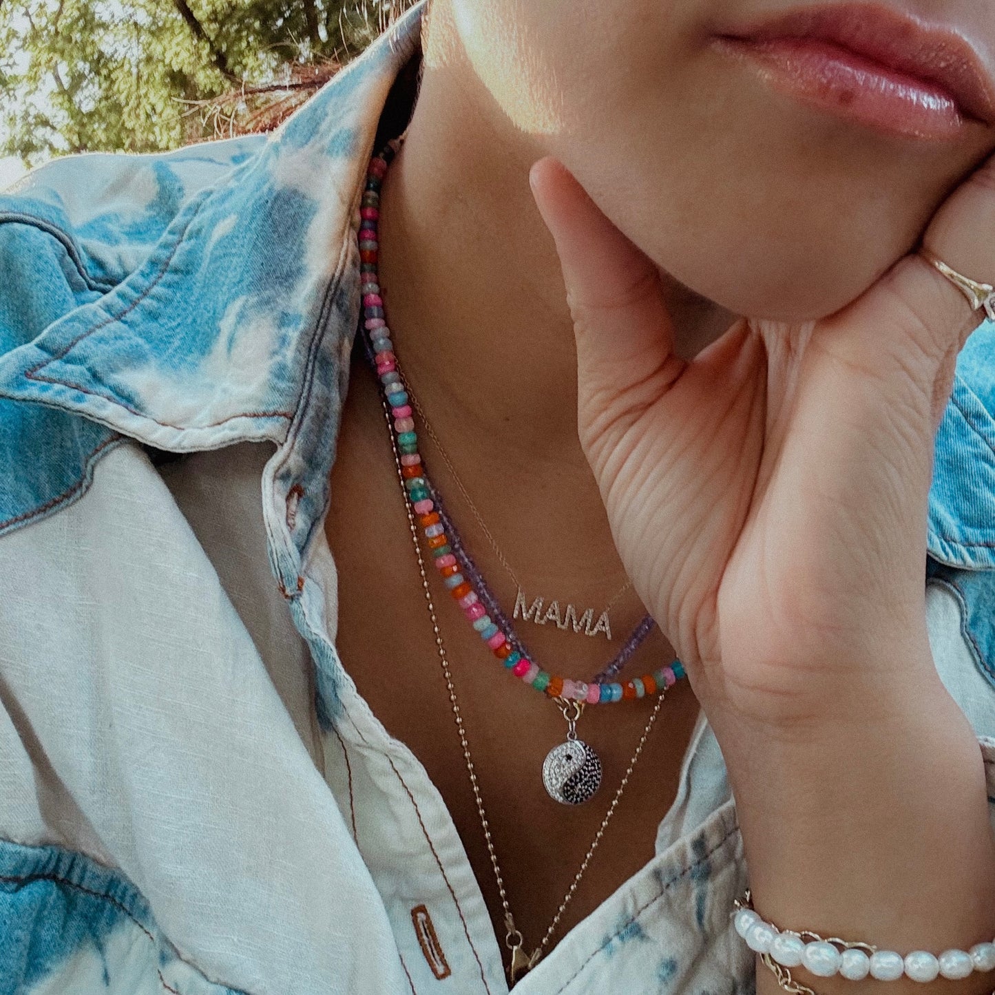 Ensueño Beaded Multicolored Opal Necklace