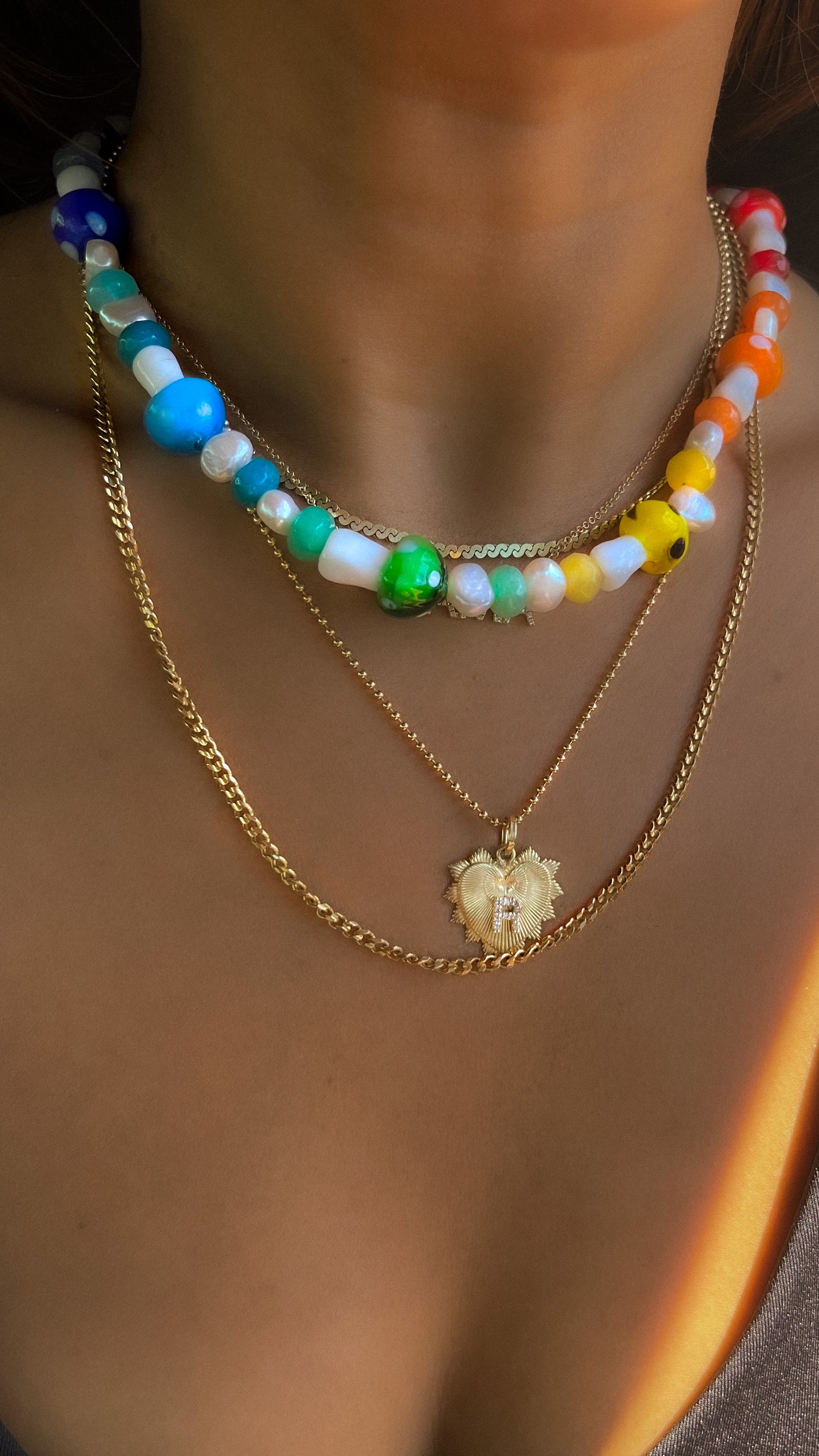All Around Fun Guy Beaded Pearl & Jade Necklace