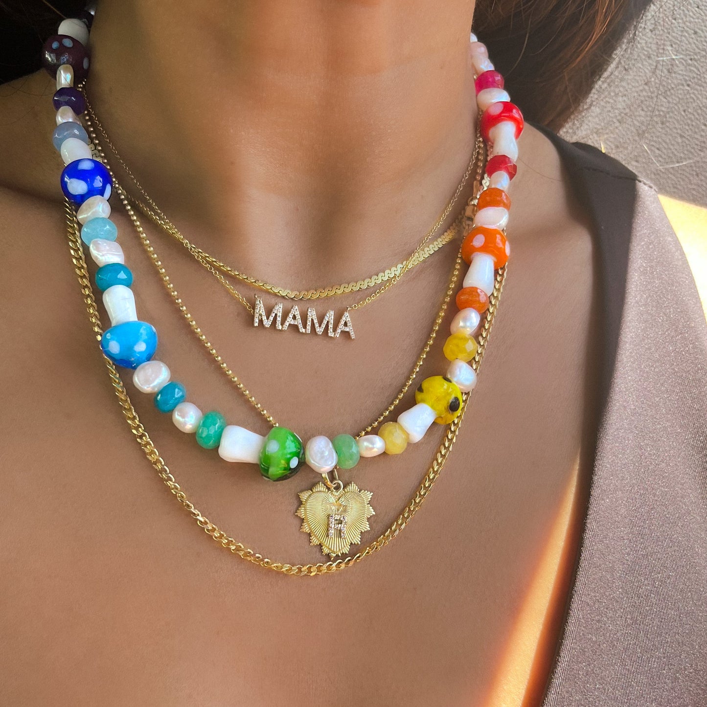 All Around Fun Guy Beaded Pearl & Jade Necklace