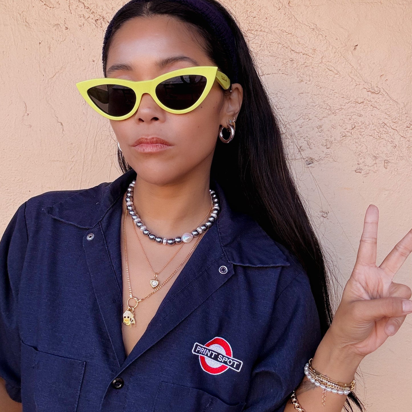 dELiA Hematite & Pearl Beaded Necklace