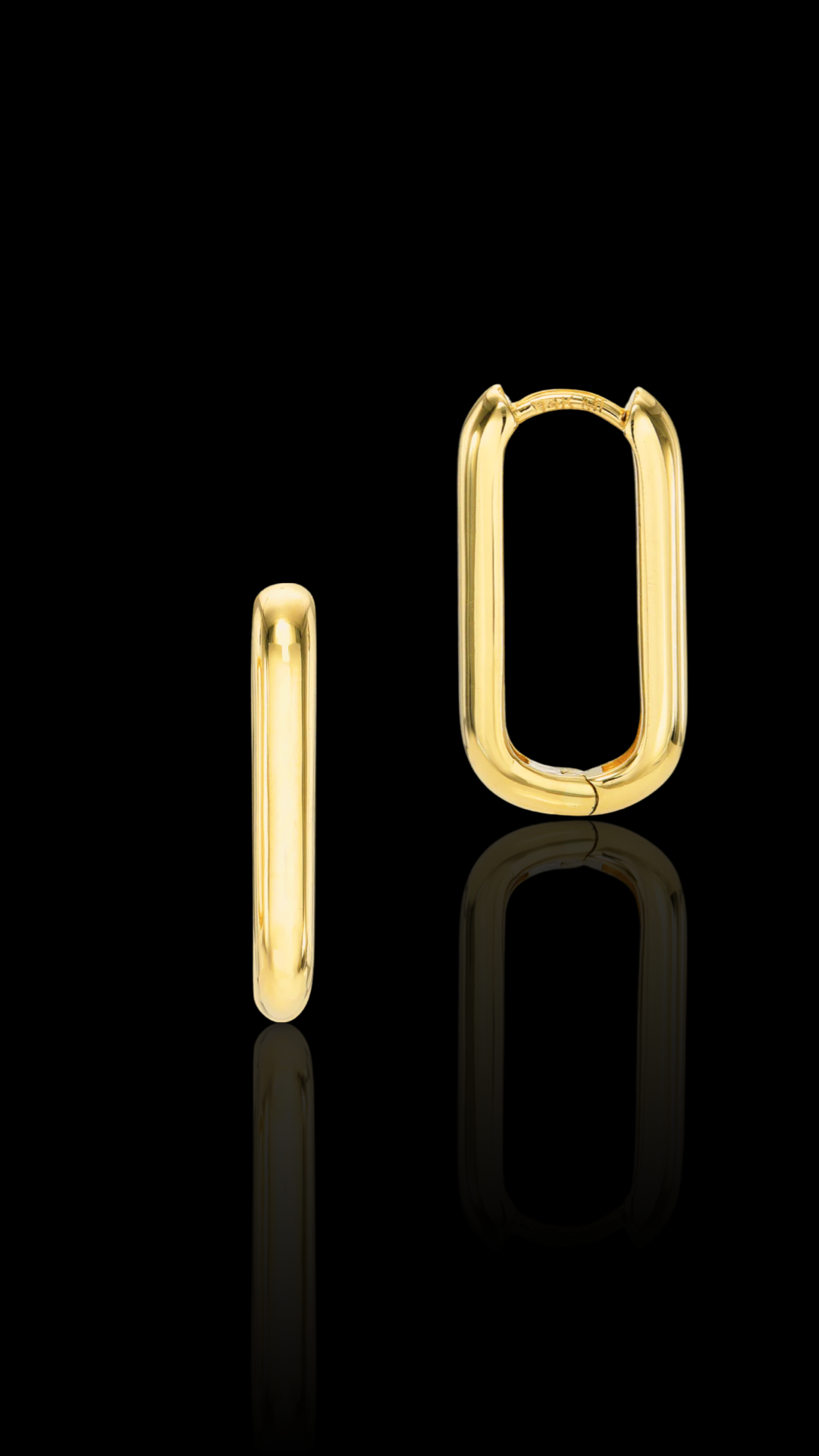 Joanie Gold Elongated Rectangle Huggie Hoops