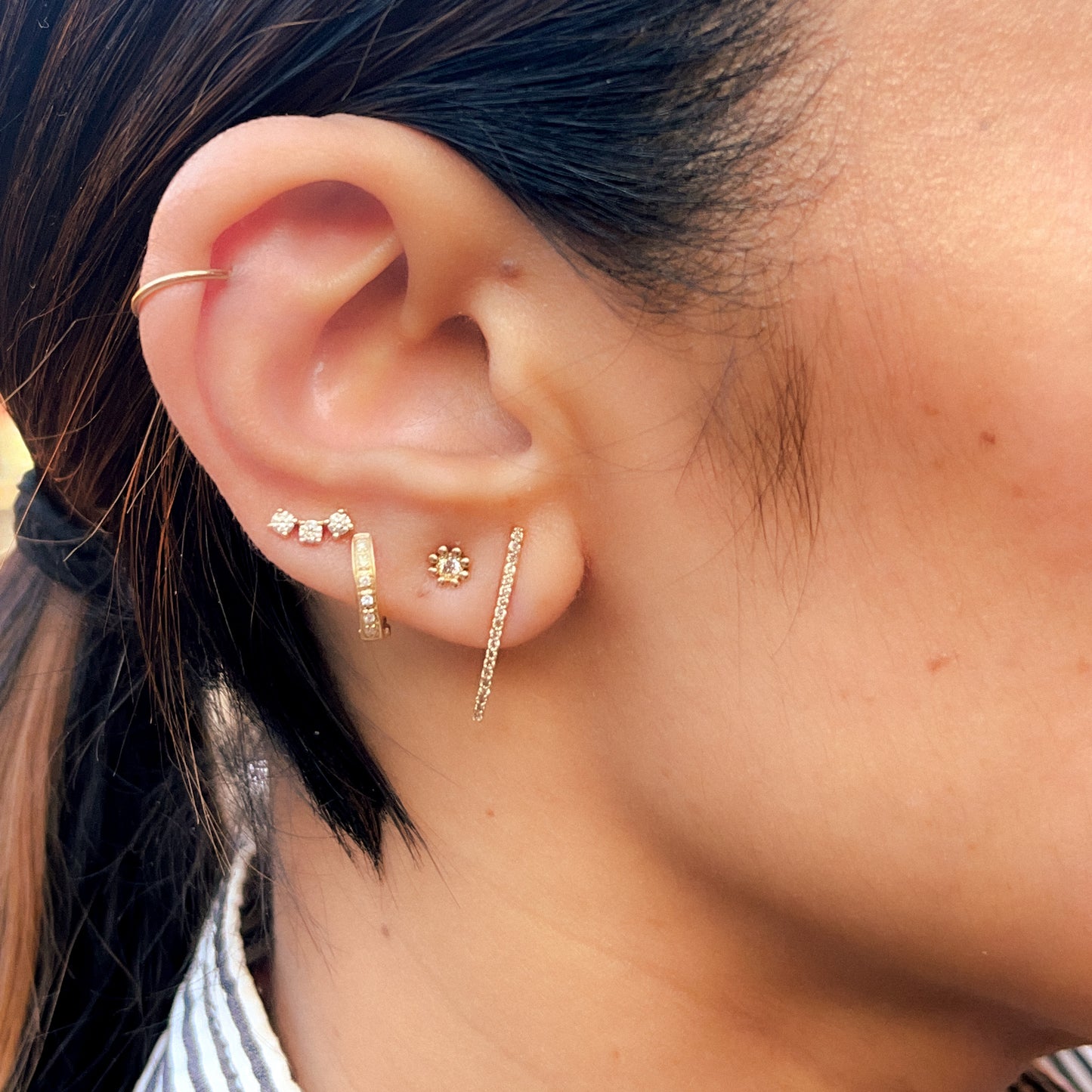 Jessica Pave Diamond Hinge Huggie Earrings