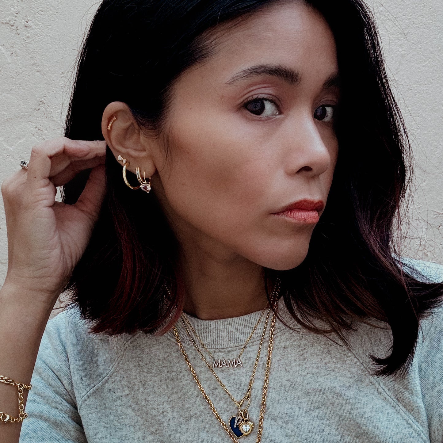 Vintage Gold & Channel Set Diamond Half Hoop Post Earrings