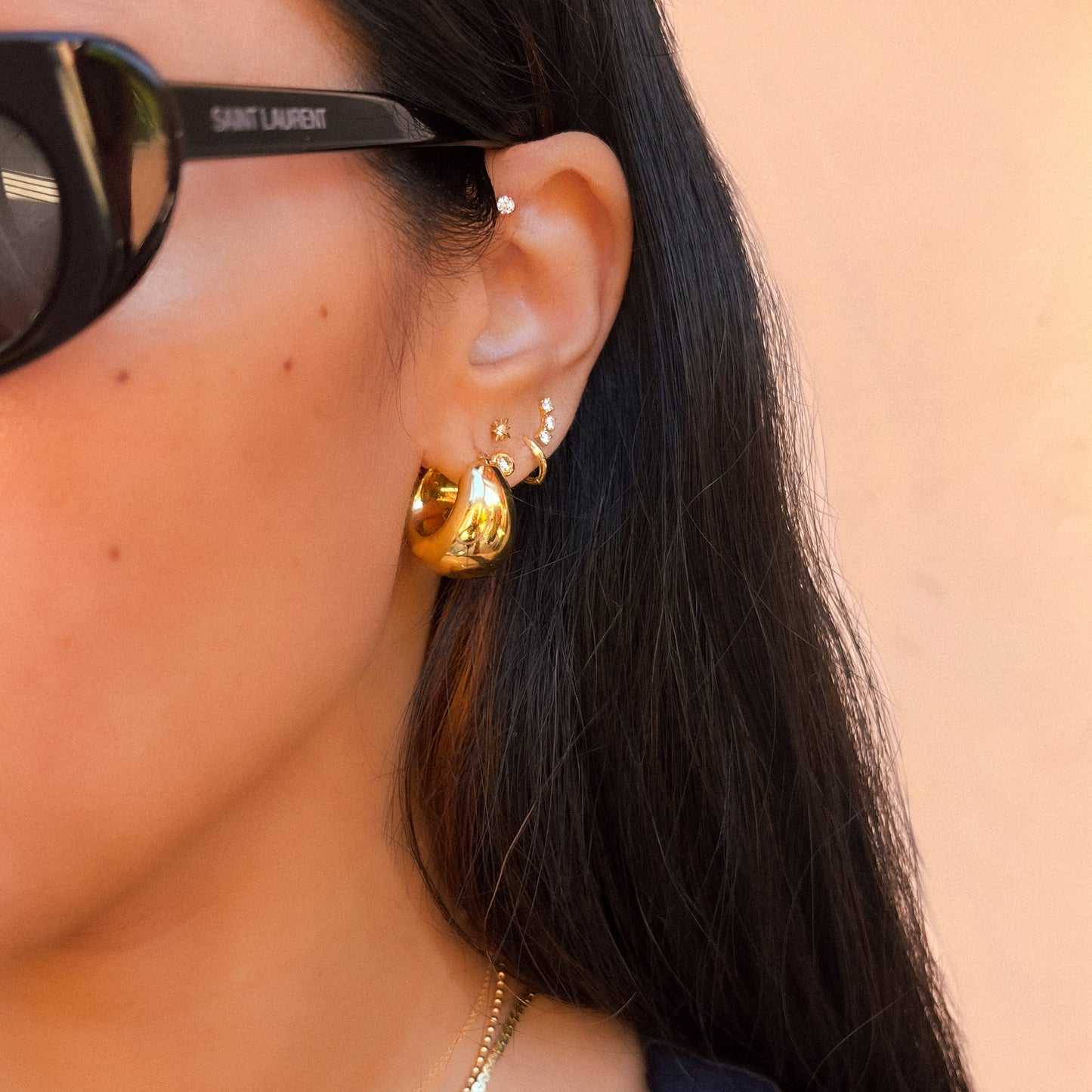 Triumph Gold Ball Hoop Earrings