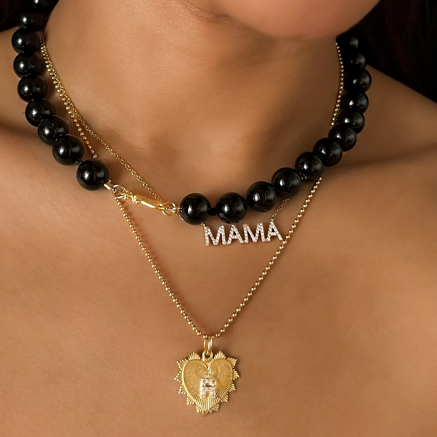 Simone Noir Beaded Agate Necklace