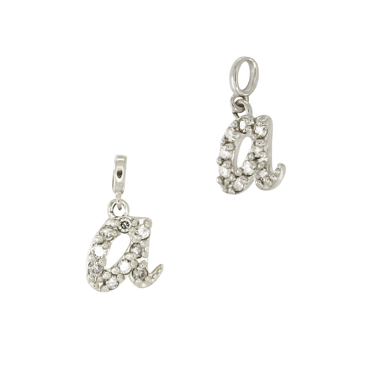 Gold Script Alphabet Initial Charm With Diamonds