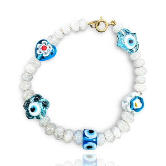 Mal de Ojo Paz Moonstone Beaded Bracelet