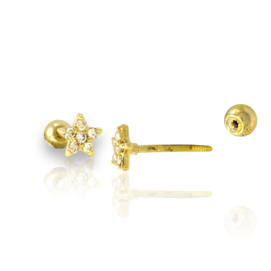 Stella Gold and Diamond Straight Barbell Earring