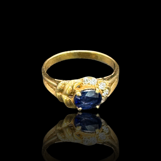Morning Glory Vintage Sapphire & Diamond Gold Ring