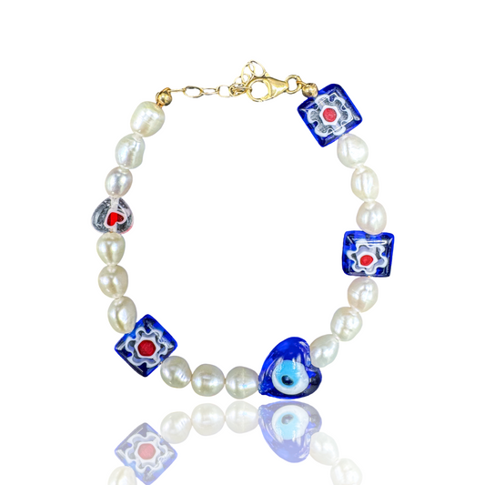 Mal de Ojo Karma Pearl Beaded Anklet/Bracelet