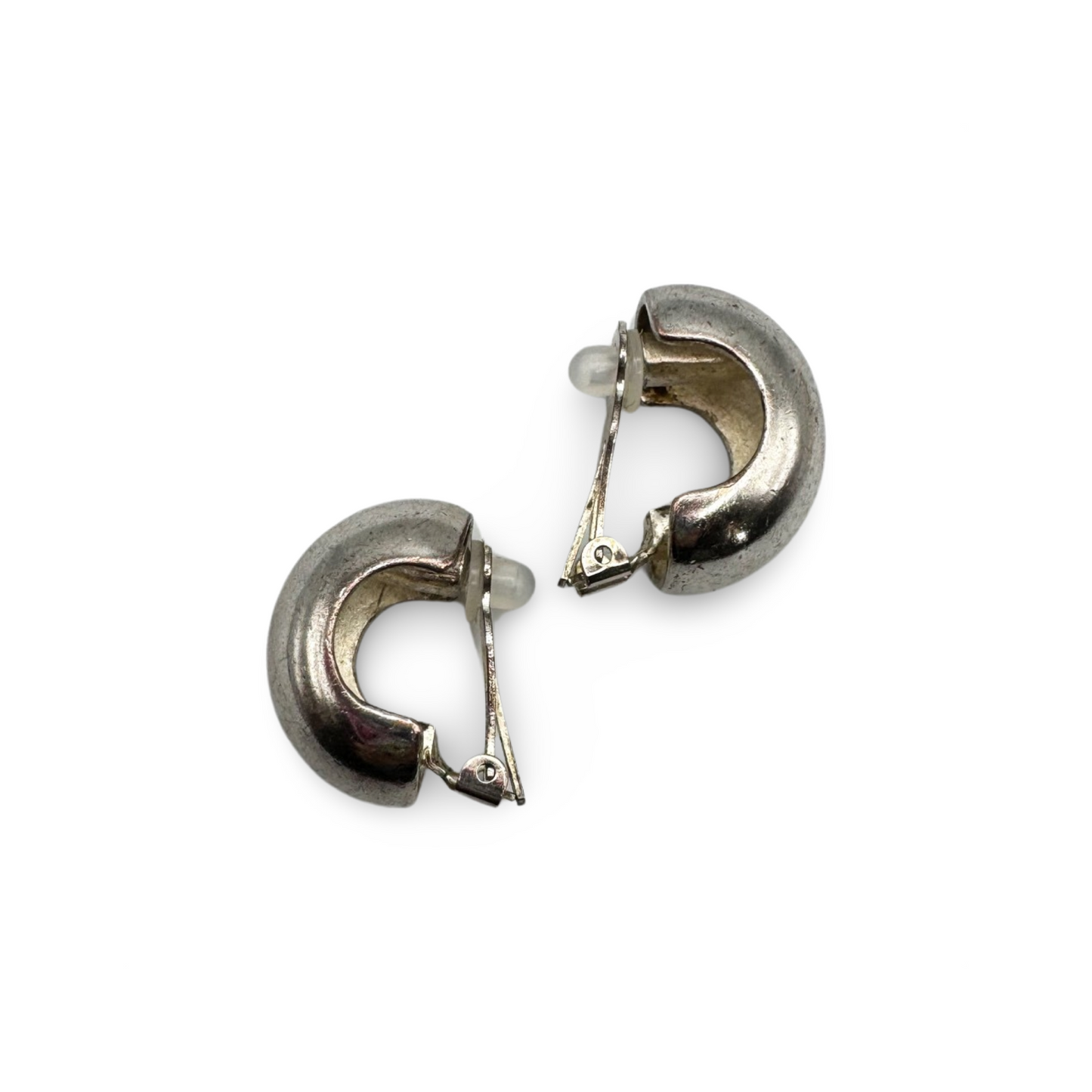 Vintage Agatha Paris Chunky Silver Clip-on Earrings