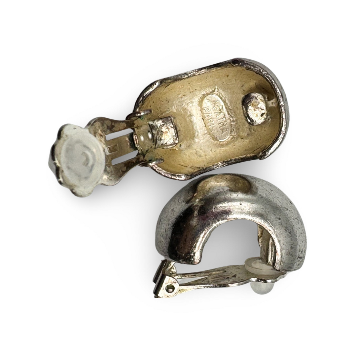 Vintage Agatha Paris Chunky Silver Clip-on Earrings