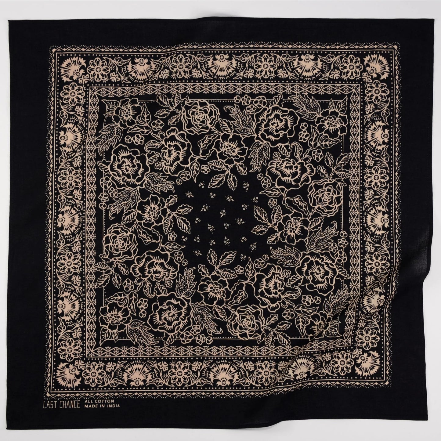 Last Chance Textiles Black Cotton Rosey Bandana