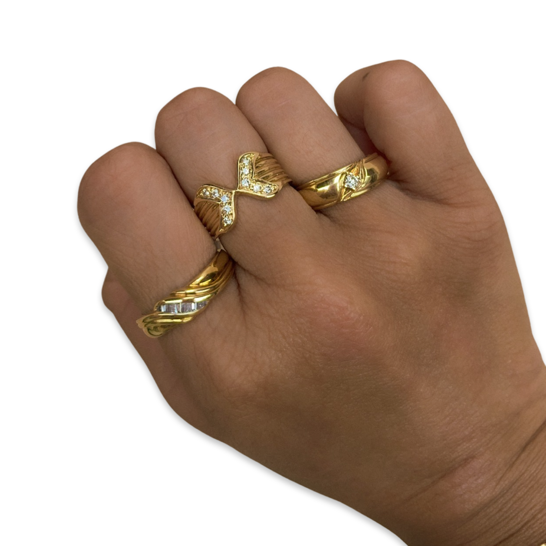 Vintage Gold Band with Channel Set Diamonds