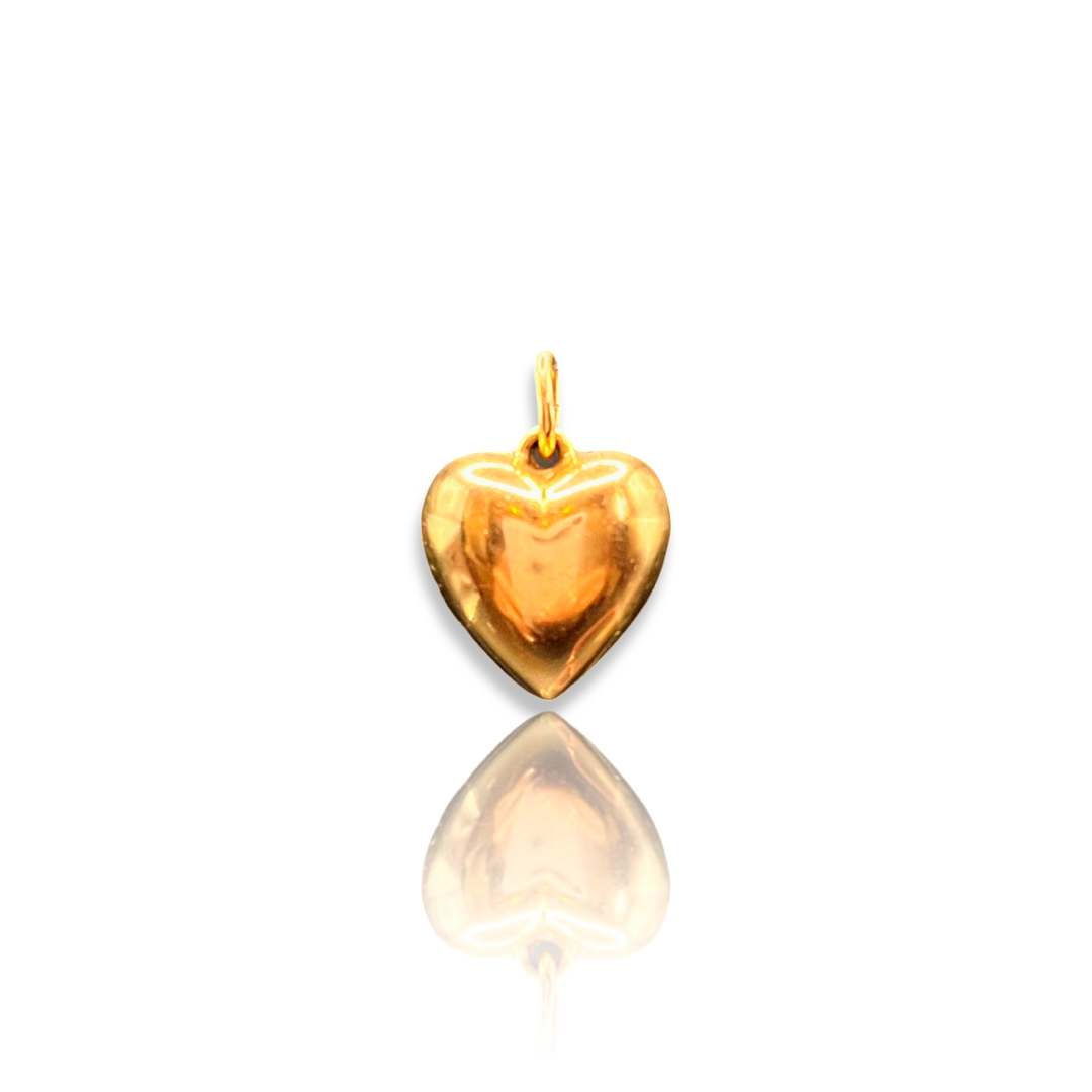 Vintage Medium Gold Puffy Heart Charm