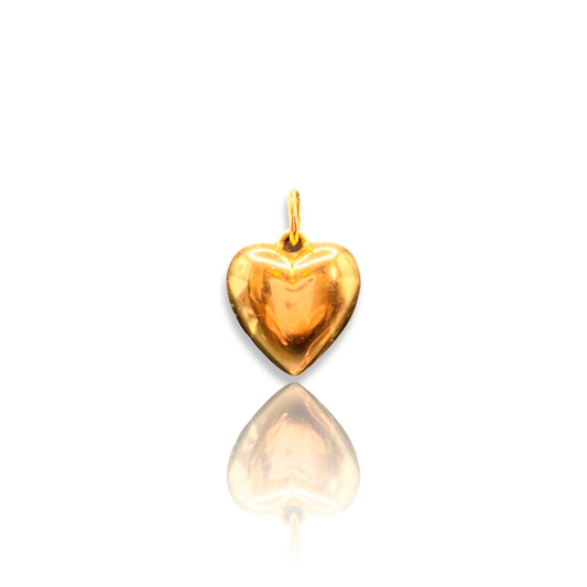Vintage Medium Gold Puffy Heart Charm