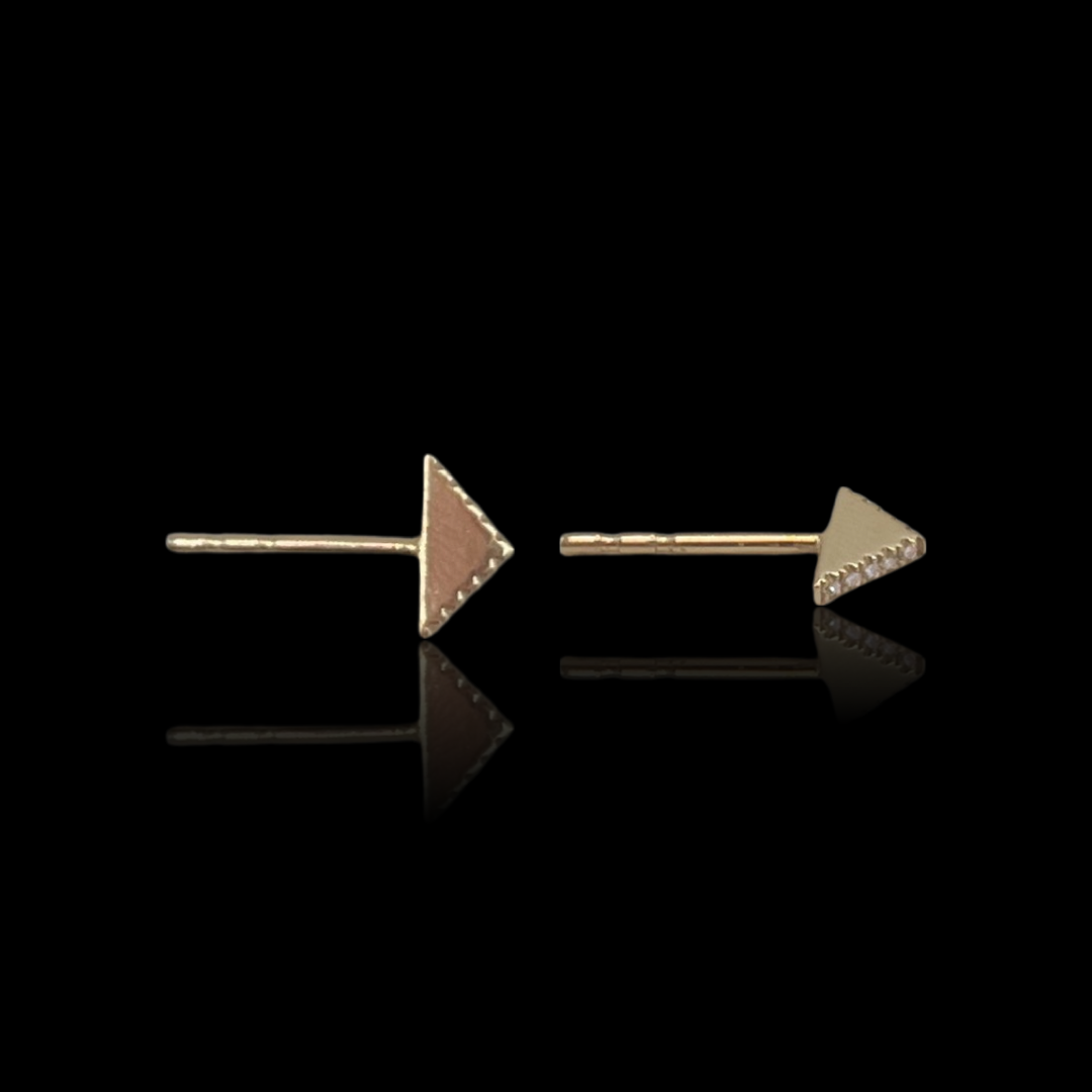 Gold Triangle Stud Earring with Diamonds