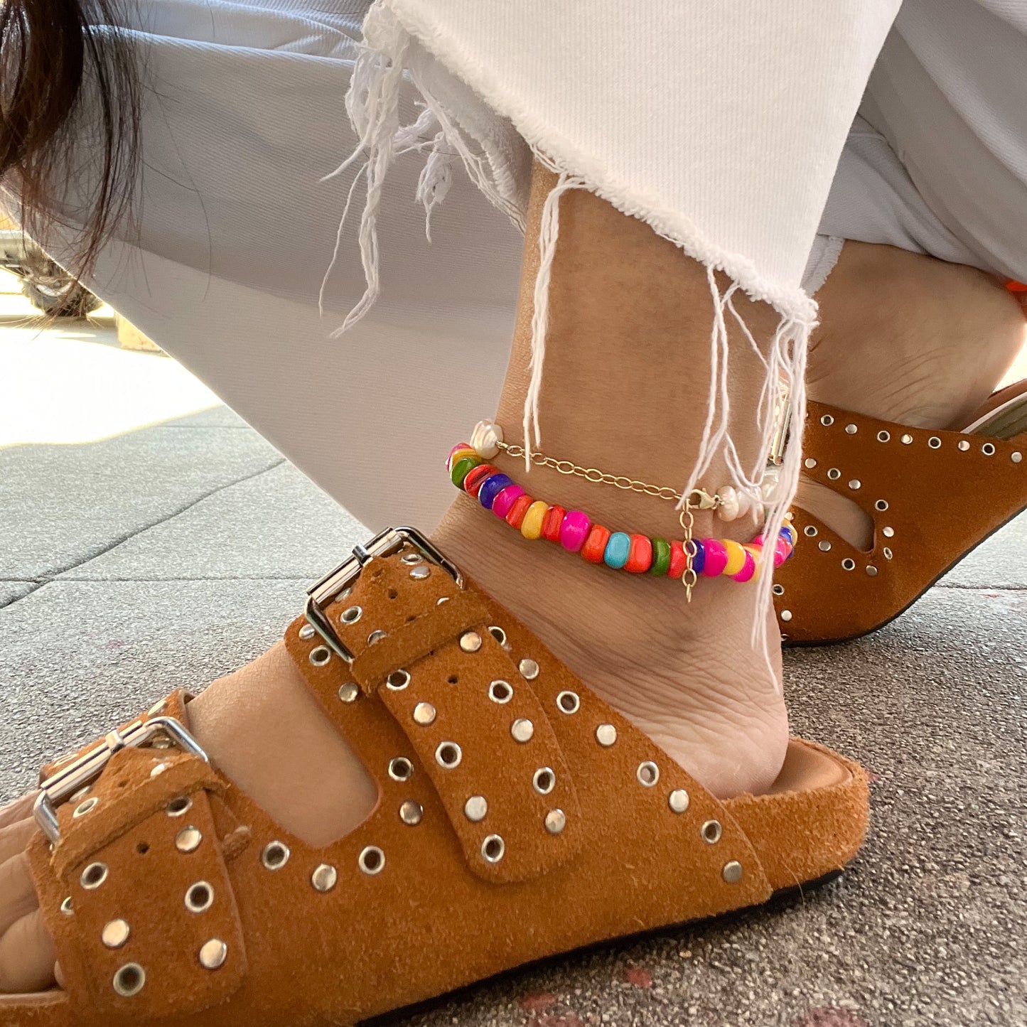 Ibiza Rainbow Shell Anklet