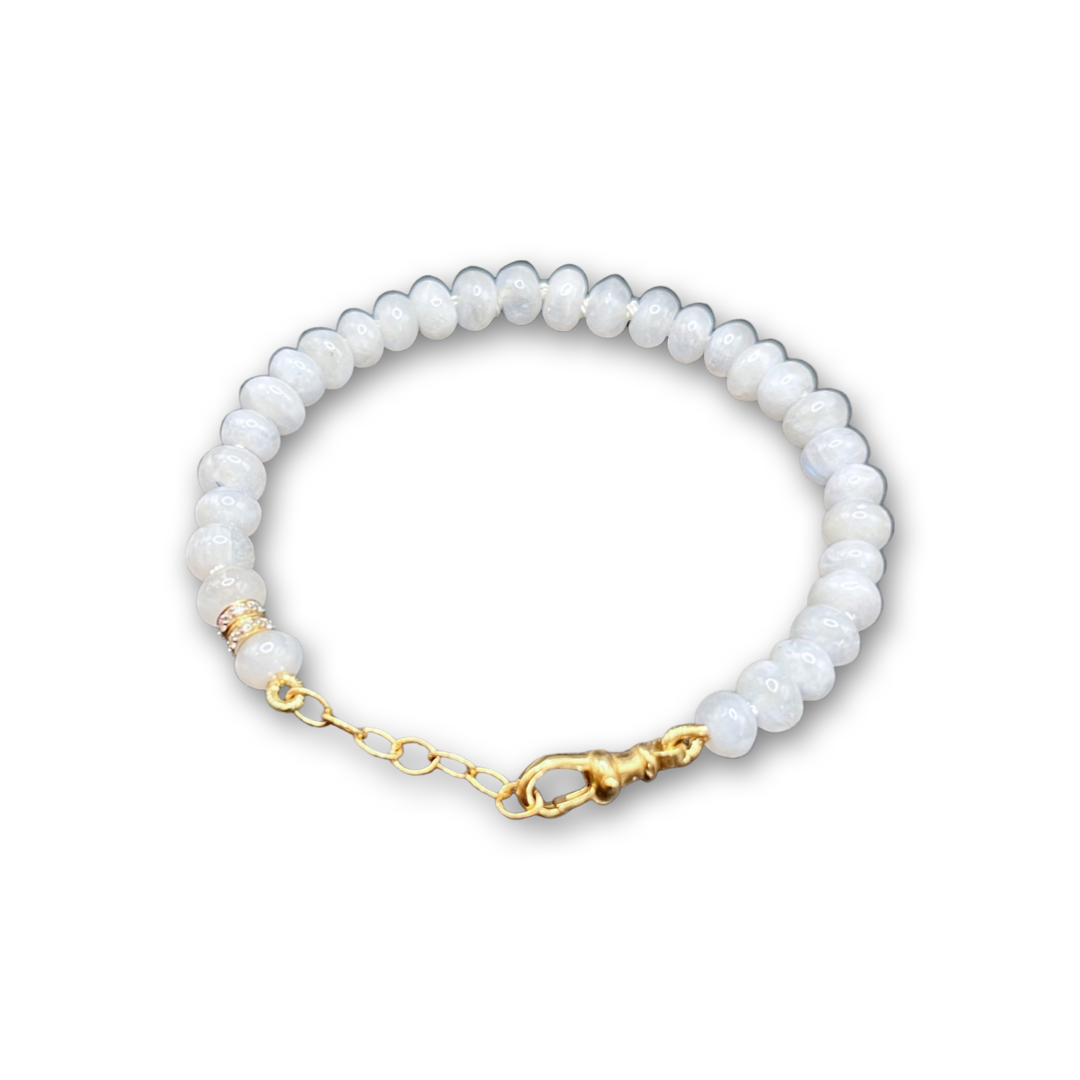 Beaded Moonstone with Diamond Accent Bracelet