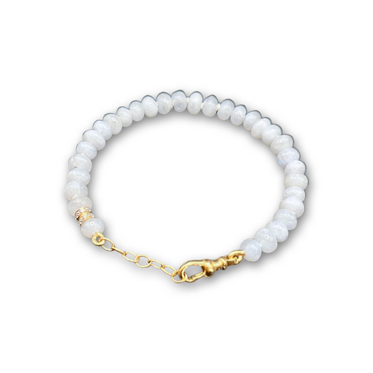 Beaded Moonstone with Diamond Accent Bracelet