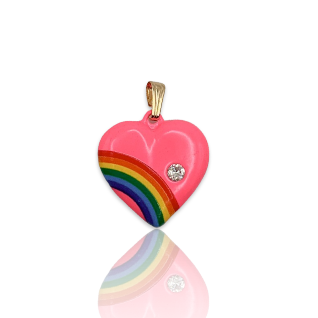 Heather Vintage Style Rainbow Heart Charm
