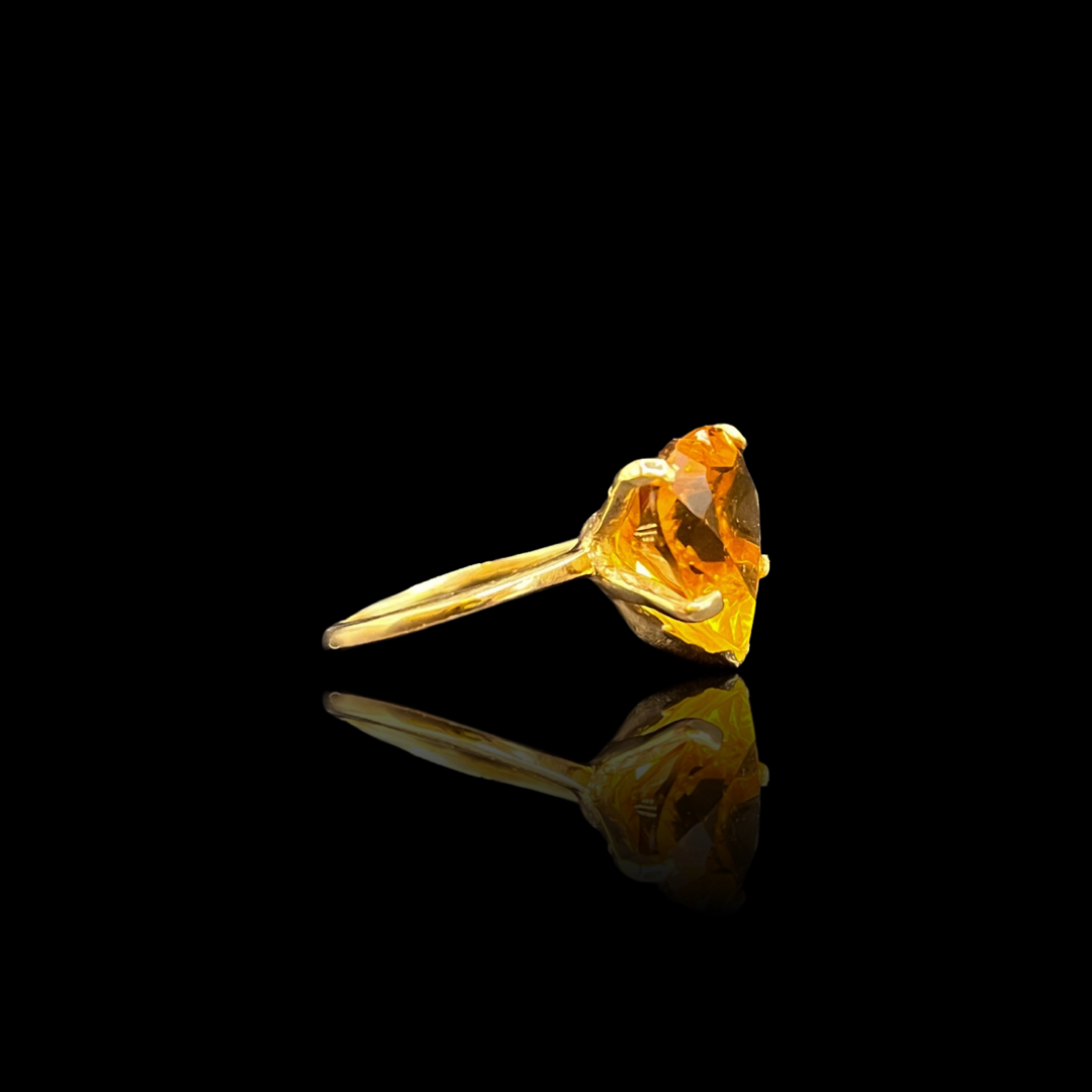Heart Shape Citrine and Gold Ring