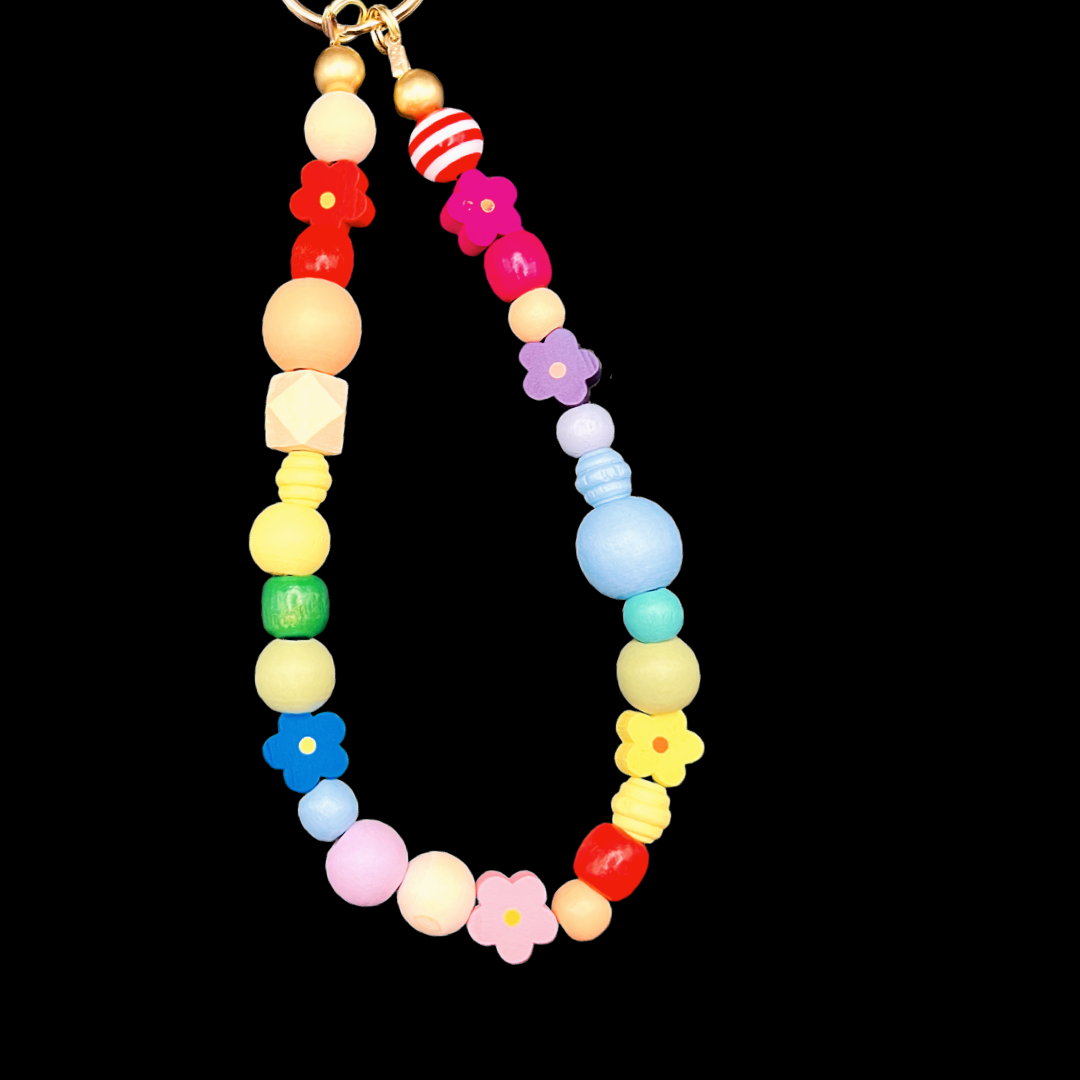 Fleur Wooden Bead Phone Wristlet