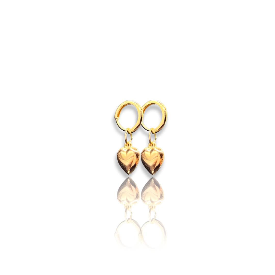 Tiny Gold Single Puffy Heart Charm