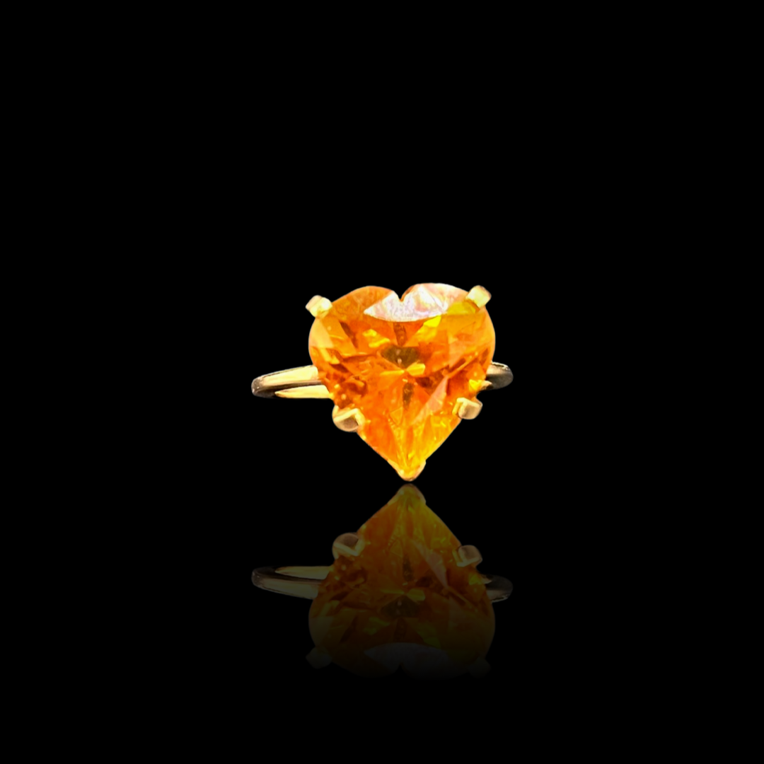 Heart Shape Citrine and Gold Ring