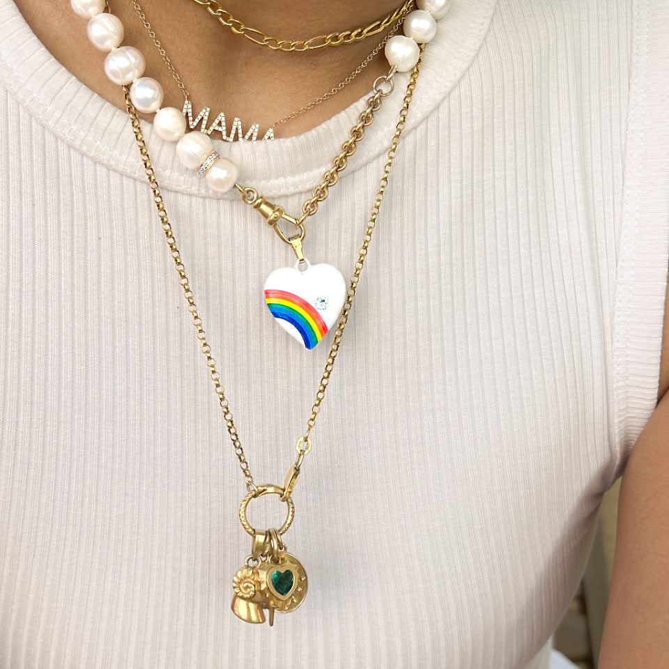 Heather Vintage Style Rainbow Heart Charm