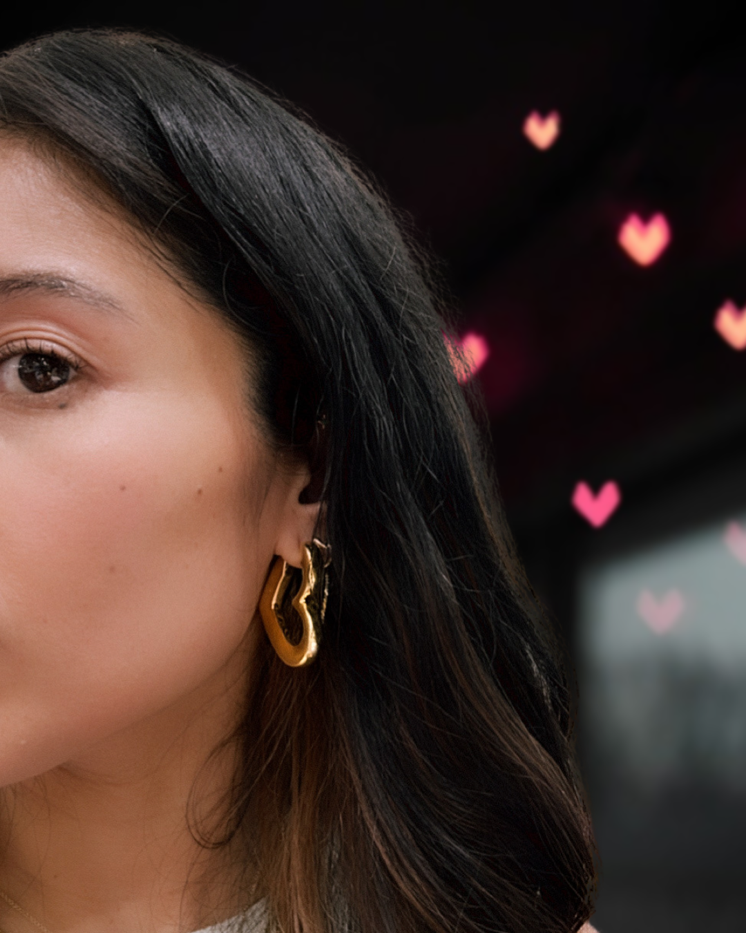 Chunky Heart Shaped Hoop Earrings