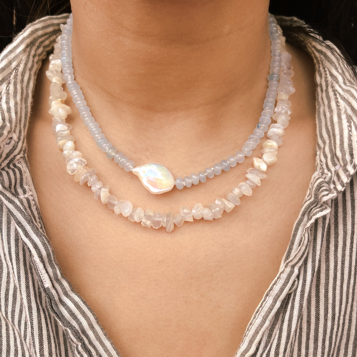 Arielle Beaded Jade and Keshi Pearl Necklace