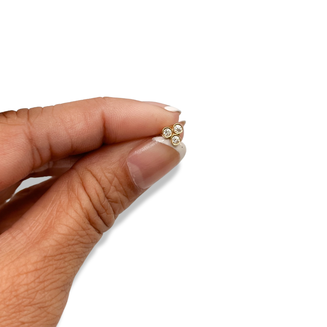 Triple Threat Bezel Set Diamond Single Stud Earring