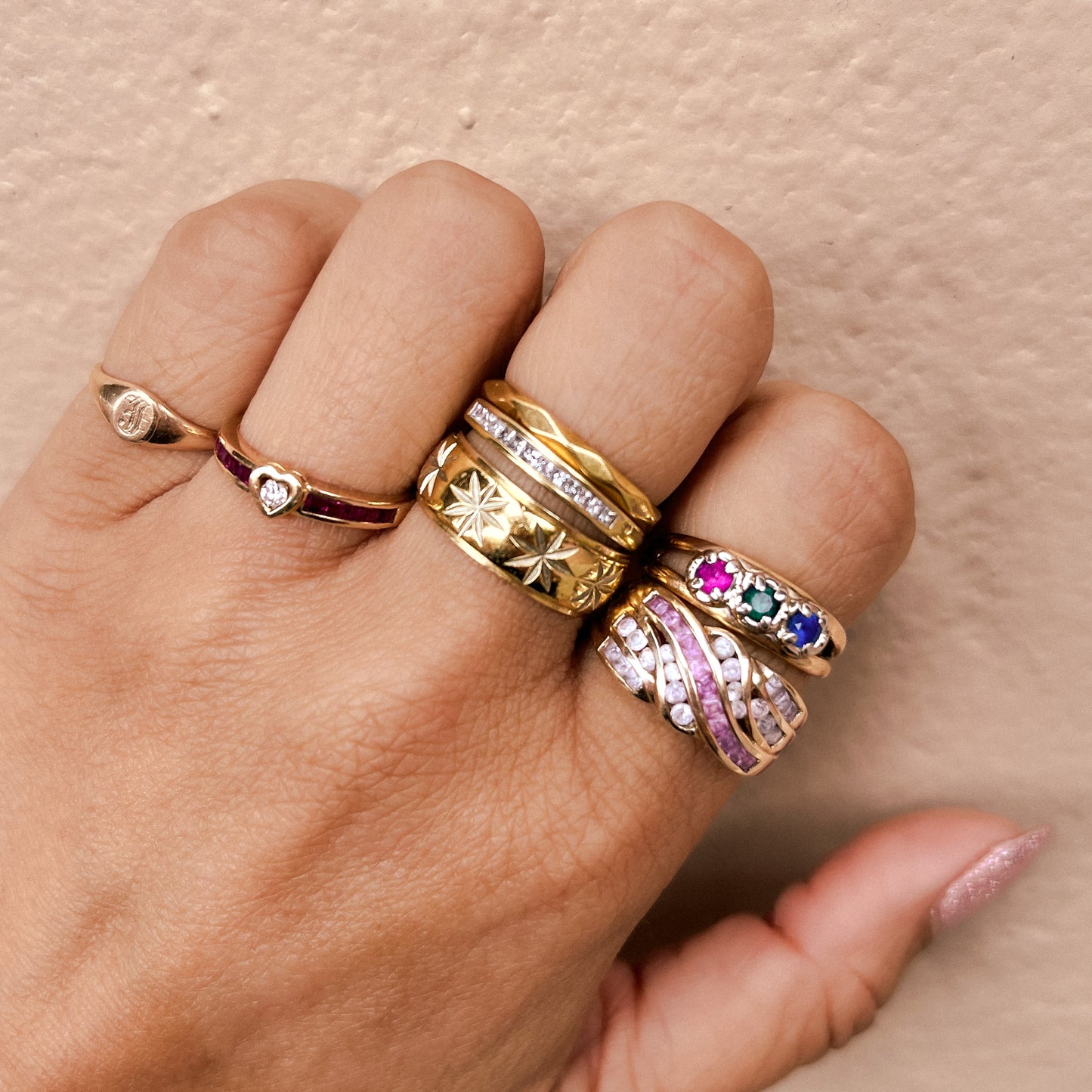 Estate Gold Diamond Cut Stacking Band