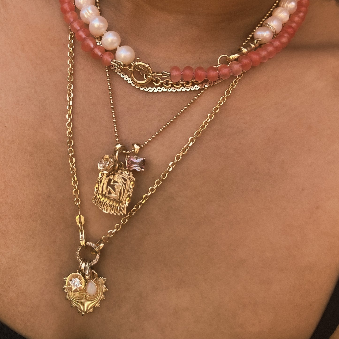 Diamond and Gold Round Link Charm Enhancer