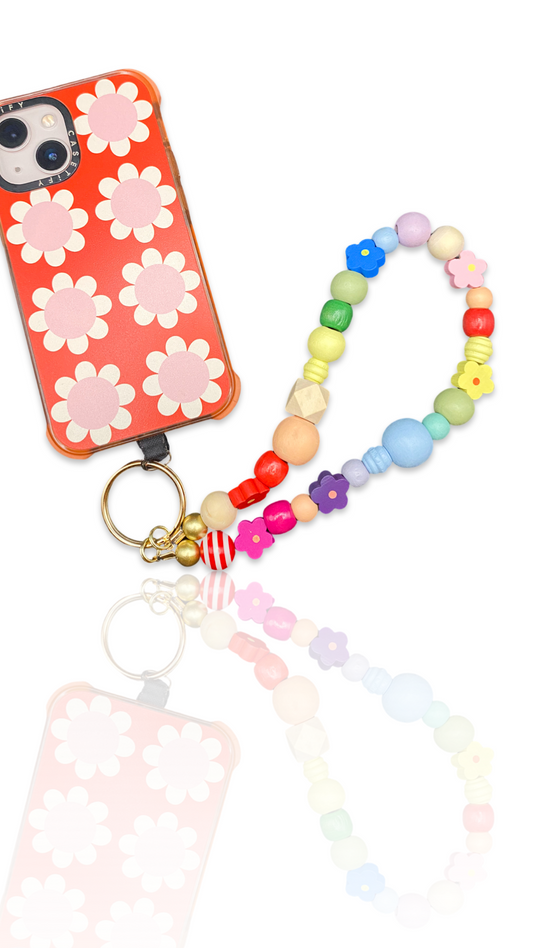 Fleur Wooden Bead Phone Wristlet